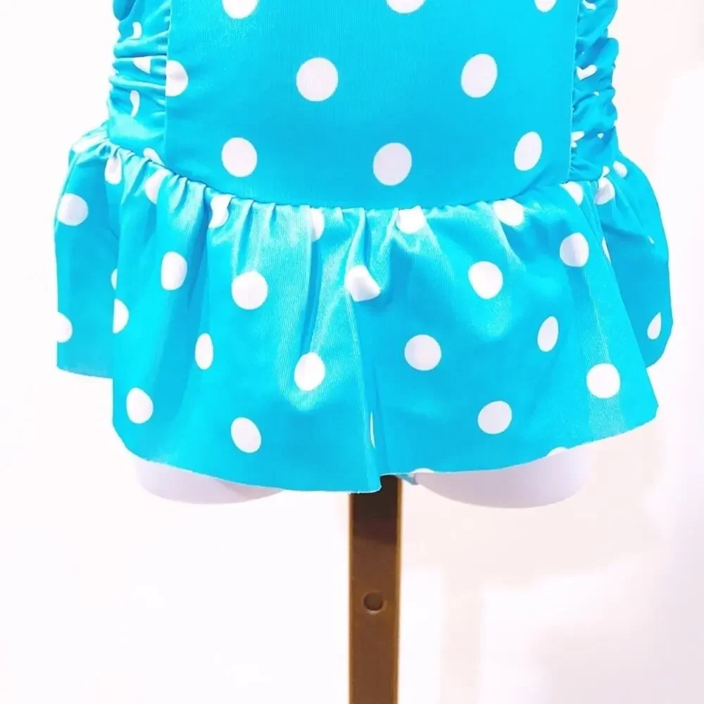 Toddler girl Gymboree blue and white  polka dot one piece swimsuit size 2T